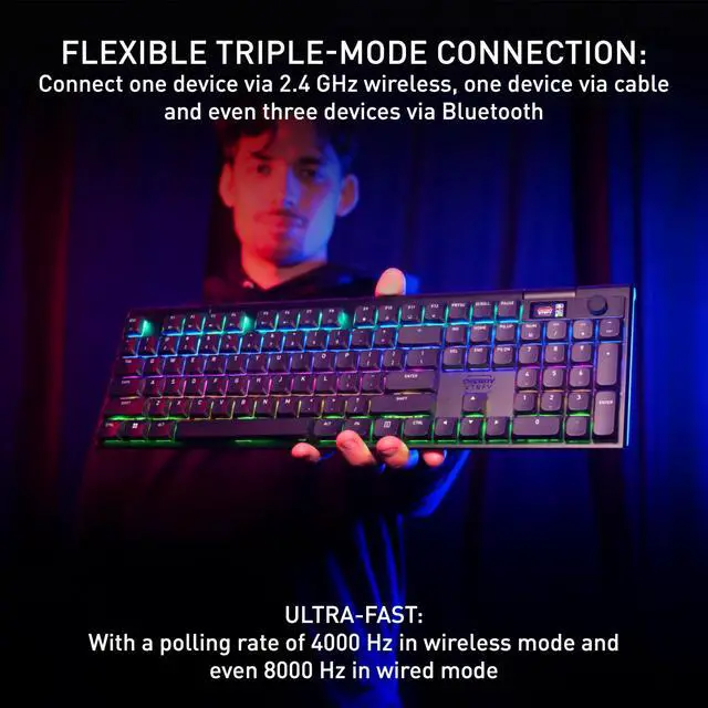Alt view image 2 of 5 - CHERRY XTRFY MX 10.1 Wireless | Cordless Low-Profile Gaming Keyboard | Rotary LCD Knob | RGB Lighting | Slim Aluminum