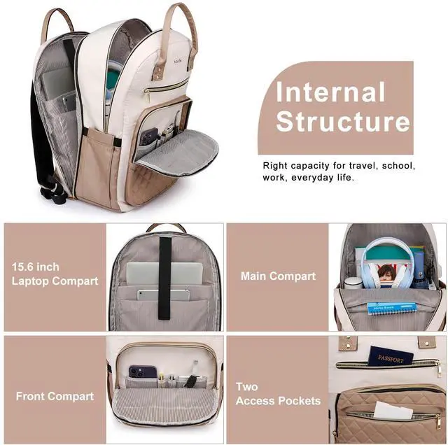 Alt view image 4 of 5 - YAMTION Backpack for Women and Teen Girls,School Backpack TSA Laptop Bookbag with USB for College University Students Business Office Work Travel