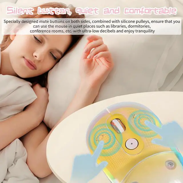 Alt view image 3 of 5 - elec Space Cute Wireless Bluetooth Mouse - Rechargeable Silent Mouse with Magnetic Sand Cover, 3 Mode Connectivity, RGB Lighting, Ergonomic Design for Home, Office & School Use (Yellow)