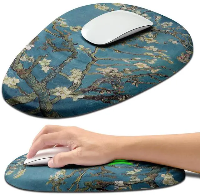 Main image of Hokafenle Ergonomic Mouse Pad Wrist Support with Stepped-Wedge Design, Wrist Rest Pain Relief Mousepad Filled with Memory Foam, Carpal Tunnel Mousepad for Wireless Mouse(12x8 inch, Apricot Blossom)