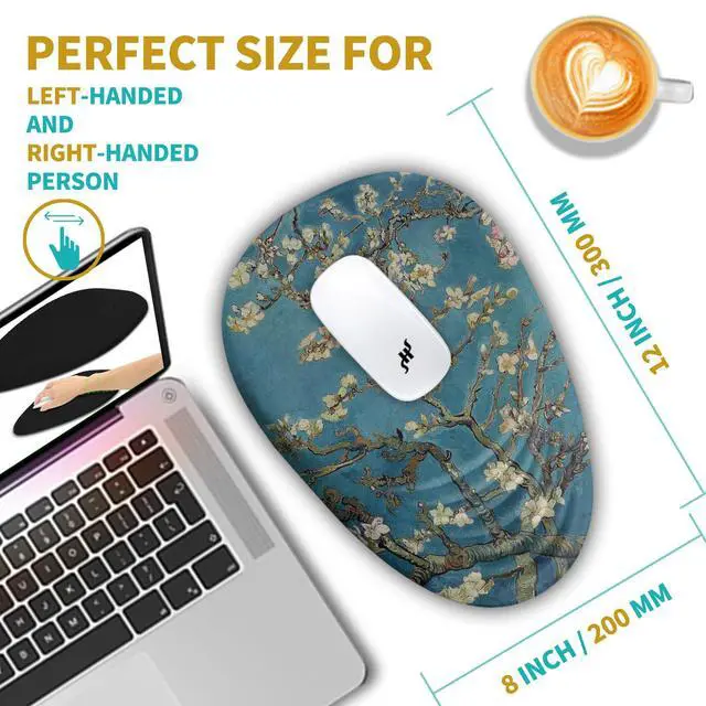 Alt view image 4 of 5 - Hokafenle Ergonomic Mouse Pad Wrist Support with Stepped-Wedge Design, Wrist Rest Pain Relief Mousepad Filled with Memory Foam, Carpal Tunnel Mousepad for Wireless Mouse(12x8 inch, Apricot Blossom)