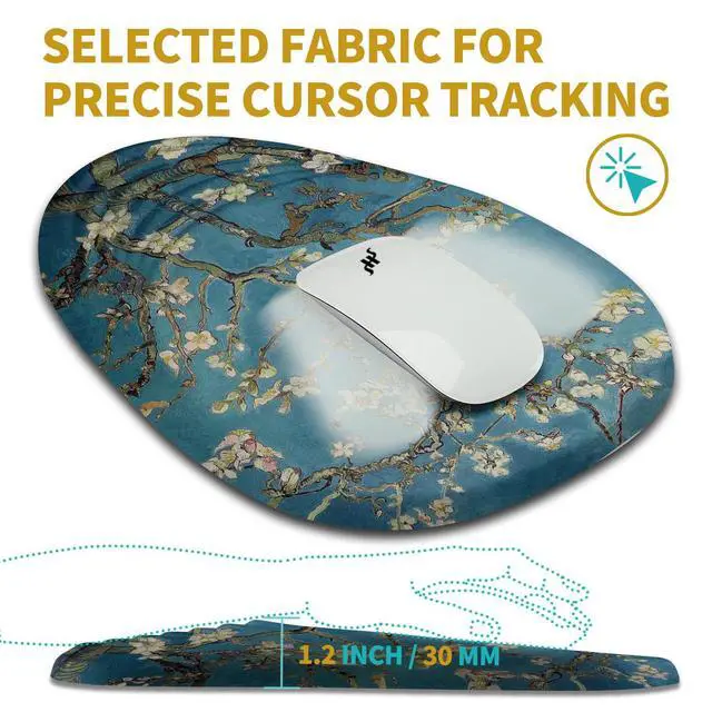 Alt view image 5 of 5 - Hokafenle Ergonomic Mouse Pad Wrist Support with Stepped-Wedge Design, Wrist Rest Pain Relief Mousepad Filled with Memory Foam, Carpal Tunnel Mousepad for Wireless Mouse(12x8 inch, Apricot Blossom)