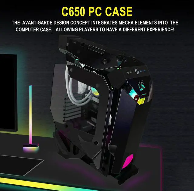 Alt view image 3 of 5 - KEDIERS C650 Mech PC Case - ATX Tower Gaming Computer Case with Tempered Glass