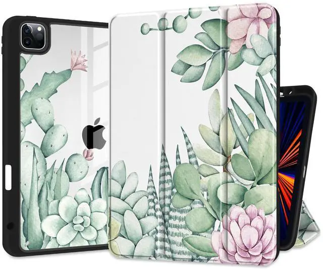 Main image of Yebiseven Case for iPad 10th Generation 10.9 inch 2022, Shockproof Smart Tablet Case with Pencil Holder + Hard Clear Back Shell with Soft TPU Bumper + Auto Wake/Sleep, Floral Elements