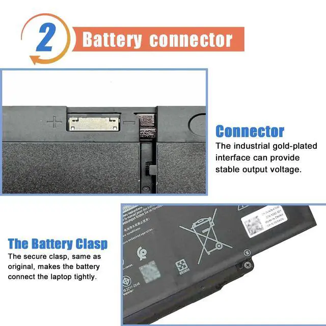 Alt view image 3 of 5 - ASODI R73TC DR02P 54Wh Laptop Battery Compatible with Dell Latitude 3440 3480 3540 3580 3340 5340 5440 5540 Series GRWKG GTG7N 2X1V9 KDM9P 11.4V 4623mAh