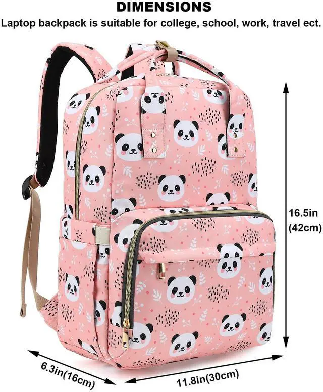 Alt view image 2 of 5 - Kouxunt Panda Laptop Backpack College Bookbag School Backpack for Women Girls, Travel Backpack 15.6 Inch Computer Backpacks (Pink)