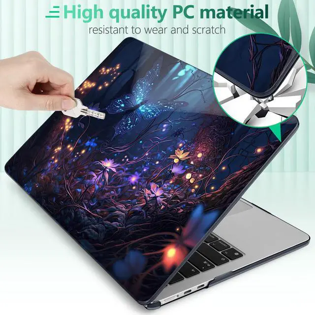 Alt view image 4 of 4 - Yebiseven for MacBook Air 13.6 Inch M4/M3/M2 Case 2025 2024 2023 2022 Released A3240/A3113/A2681, Laptop Hard Shell Case with Keyboard Cover & Trackpad Protector & 2 OTG Adapters, Glowing Flower