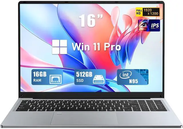 Main image of FUNYET Gaming Laptop, 16 inch Laptop Computer 2025 with Win 11 Pro, 16GB RAM 512GB SSD, Int 12th Gen N95 Processor(up to 3.4GHz), Backlit Keyboard, Bluetooth, Mini HDMI, FHD 1920 * 1200