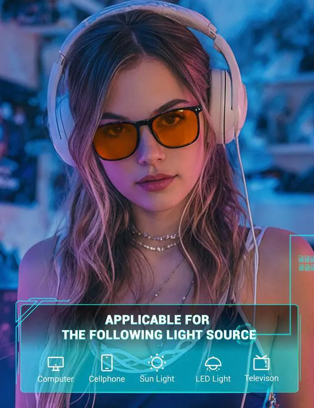 Alt view image 2 of 5 - TIJN Sleep Glasses for Blue Green Light Blocking Dual AR Coatings Amber Lens for Computer Gaming Screen Fatigue & UV Protection