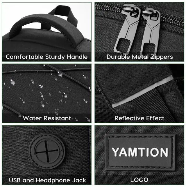 Alt view image 4 of 5 - YAMTION School Backpack for Men and Women,College Bookbag Teens Laptop Backpack Schoolbag with USB Port for Students Work Business Office