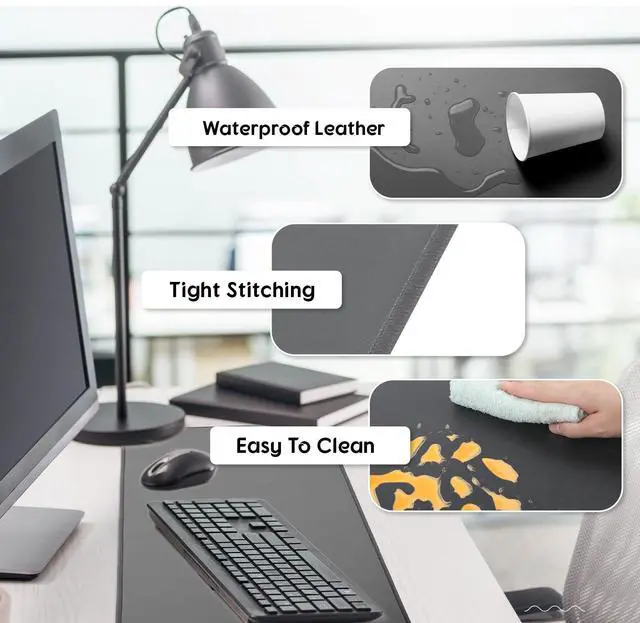 Alt view image 4 of 5 - Konohan Heated Large Desk Mat PU Leather Warm Mouse Pad with 5 Heating Level & 4 Hour Auto Shut-Off Heating Keyboard Pad Warmer Gaming Mouse Mat Only Supports 110v(Gray Color,23.6"x 14.2")