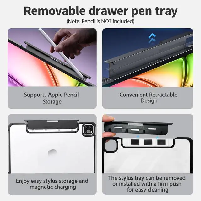 Alt view image 3 of 5 - For iPad Air 11 Inch Case with Keyboard (Air M3/M2/6/5/4), 360 Rotating for iPad Pro 11 Inch Magic Keyboard (Pro 4/3/2/1), Cyberpunk High-tech with Pressure Reduction Sound Effect, Transparent Purple