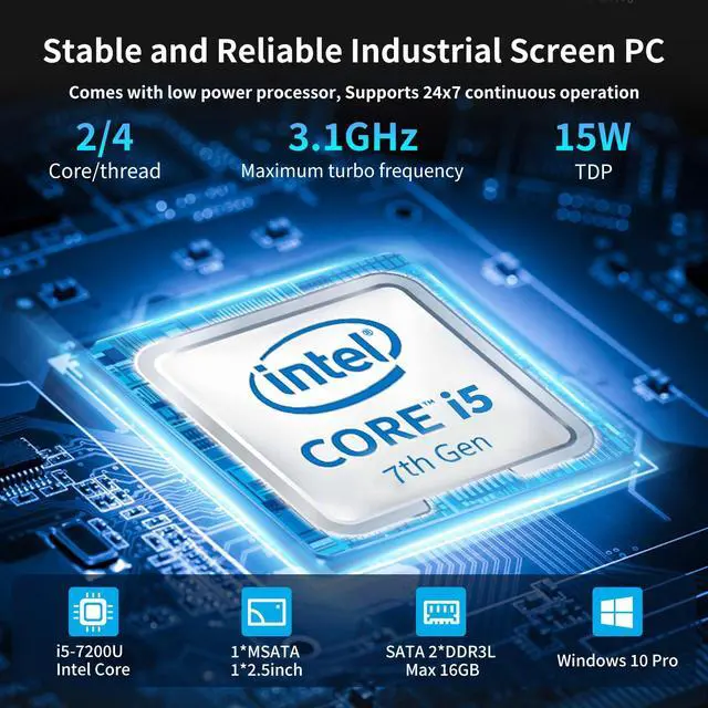 Alt view image 2 of 5 - Nekiuy Industrial Embedded Panel PC, 8GB+256GB Industrial Touch Screen Panel Computer, 2X USB3.0, 5X RS232, 1xRS485 for Factory, Kiosk, Warehouse, 12.1Inches