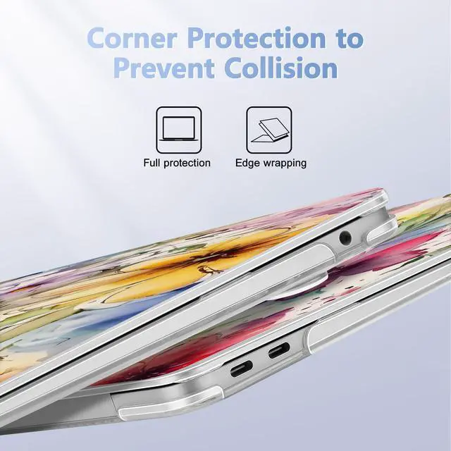 Alt view image 3 of 5 - May Chen Compatible with MacBook Air 13 inch Case 2022 2021, 2020-2018 Release Model: M1 A2337 A2179 A1932, Plastic Hard Shell Case Cover for Mabook Air 13 inch with Retina Dispaly, Abstract Florals