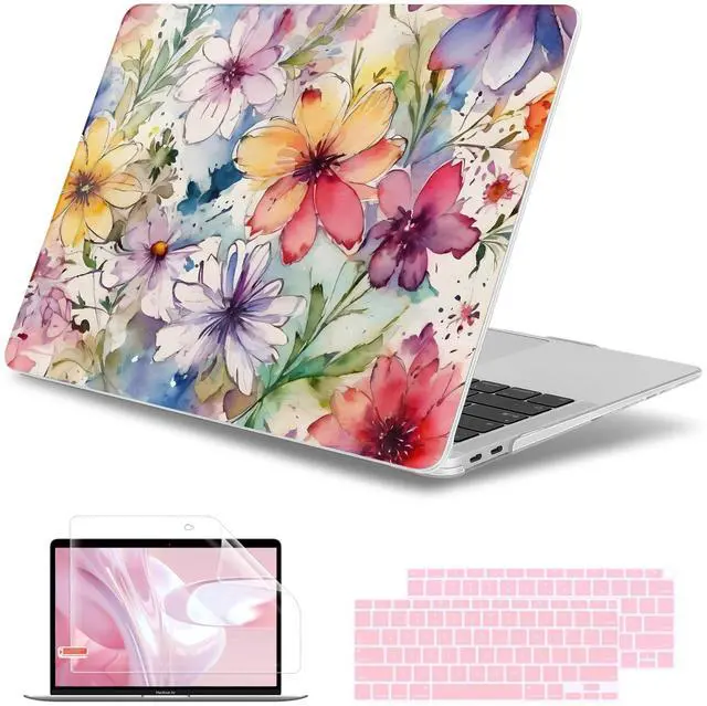 Main image of May Chen Compatible with MacBook Air 13 inch Case 2022 2021, 2020-2018 Release Model: M1 A2337 A2179 A1932, Plastic Hard Shell Case Cover for Mabook Air 13 inch with Retina Dispaly, Abstract Florals