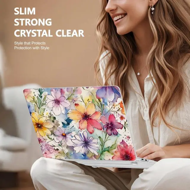 Alt view image 4 of 5 - May Chen Compatible with MacBook Air 13 inch Case 2022 2021, 2020-2018 Release Model: M1 A2337 A2179 A1932, Plastic Hard Shell Case Cover for Mabook Air 13 inch with Retina Dispaly, Abstract Florals