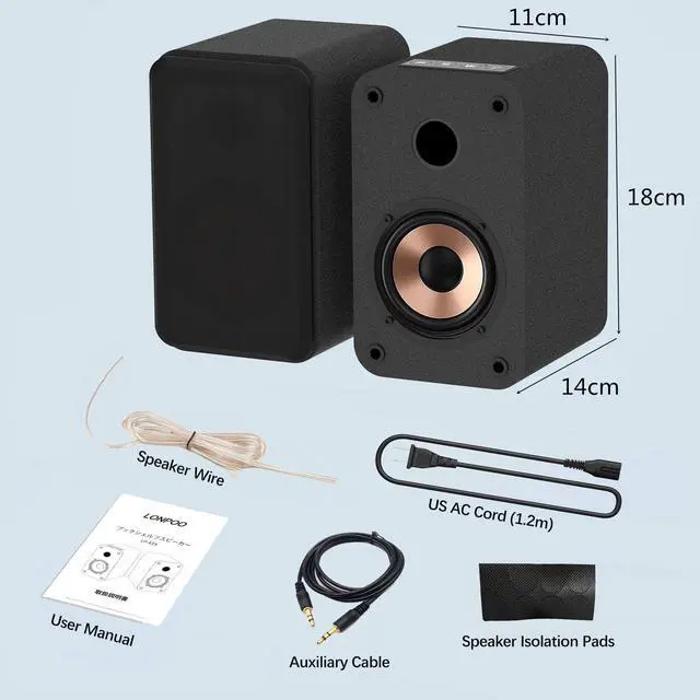 Alt view image 5 of 5 - LONPOO Powered Bookshelf Speaker, Computer Speakers for Desktop and Laptop with 3" Alluminium Speaker,30 Watts RMS with Bluetooth,Aux,Sold As Pair