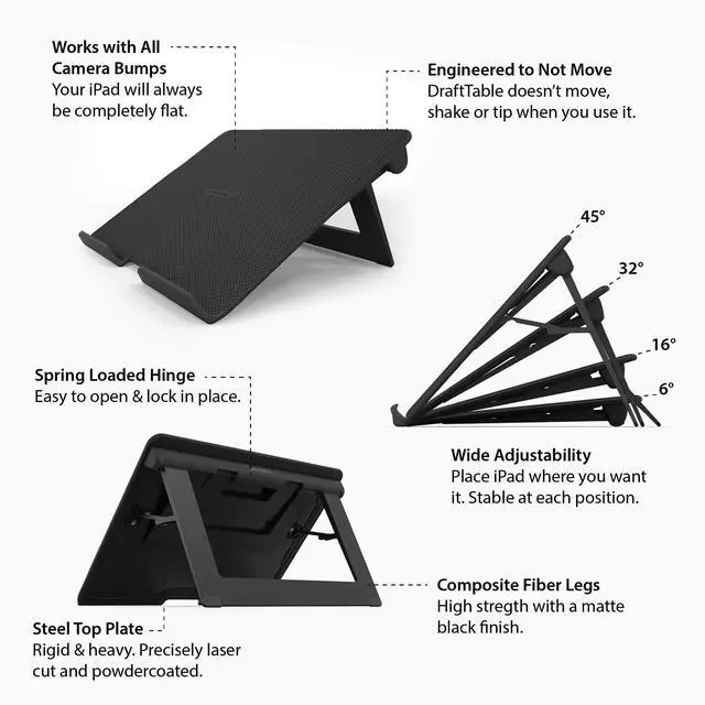 Alt view image 2 of 5 - Elevation Lab DraftTable V2 for iPad Pro (Stand only) : Rock-Solid & Adjustable | Tablet Stand Holder Dock for Drawing | iPad, Pro, Air, Mini, Nexus, Kindle, & use as Laptop Stand