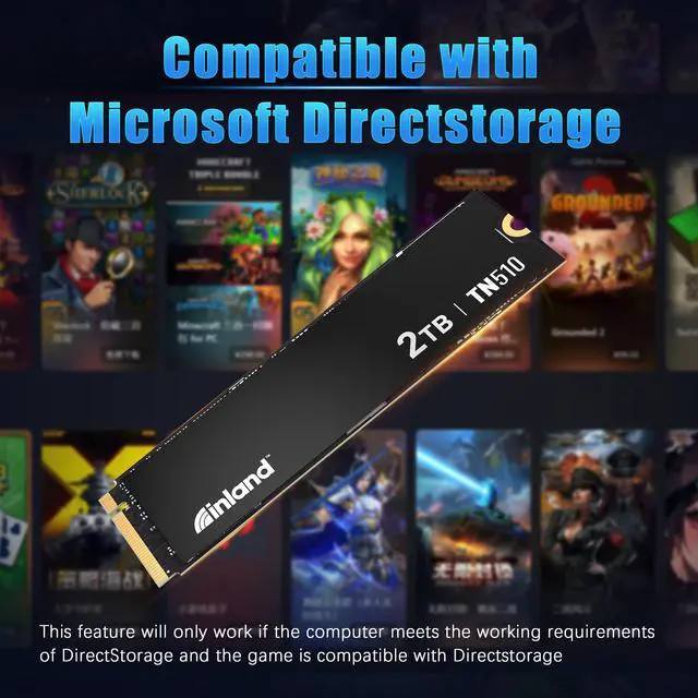 Alt view image 4 of 5 - INLAND 2TB TN510 NVMe SSD Internal Solid State Drive - Gen 5x4, PCIe5.0 M.2 2280, seq. Read Speed up to 10,000 MB/s, for AI Applications, Gaming, and Video Editing