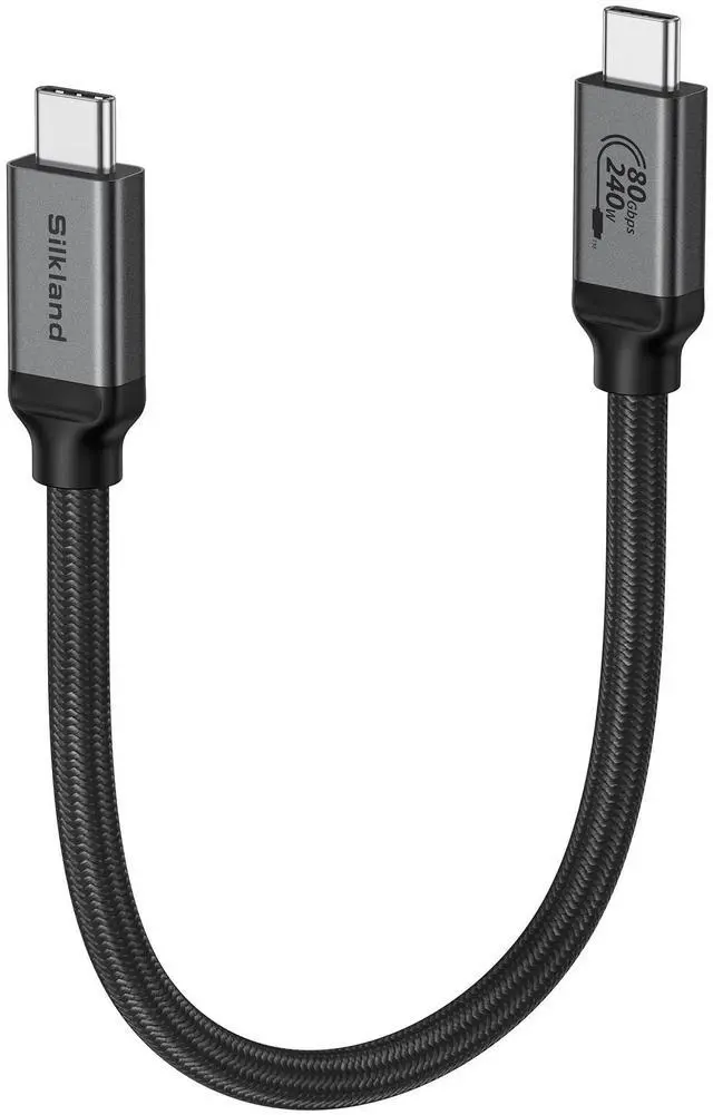 Main image of Silkland 80Gbps USB 4 for Thunderbolt 5 Cable 1FT, 240W PD 3.1 Charging, up to 120Gbps Bandwidth for Dual 8K, Braided USB C Data Cable Compatible Thunderbolt 4/5, SSD, MacBook M4 Pro, iPhone17/16,Dock
