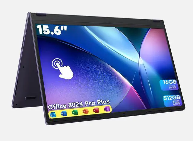 Main image of BWPED 15.6" 2-in-1 Laptop | 16GB RAM 512GB Storage | FHD Touchscreen 360° Flip Ultra Thin NoteBook PC | Core m3 8100Y Processor Portable Business & Student Win 11 Pro Laptop Computer | Wi-Fi 5 | BT5.1