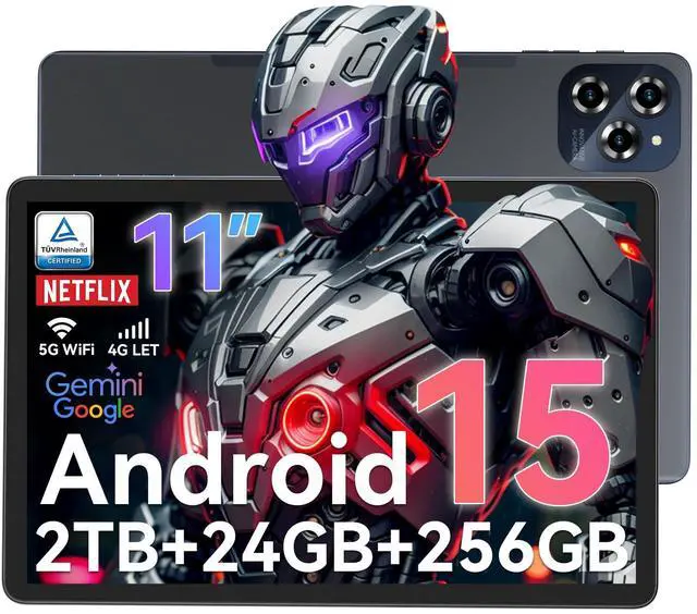 Main image of Tablet Android 15 Tablet-11 Inch FHD Display, 24GB RAM 256GB ROM /2TB TF, T615 Octa-Core AI Tablets, 8000mAh/18W Fast Charge, 5G WiFi & 16MP Camera, TÜV Certified Netflix HD for Streaming/Gaming