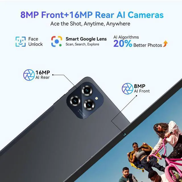 Alt view image 3 of 5 - Tablet Android 15 Tablet-11 Inch FHD Display, 24GB RAM 256GB ROM /2TB TF, T615 Octa-Core AI Tablets, 8000mAh/18W Fast Charge, 5G WiFi & 16MP Camera, TÜV Certified Netflix HD for Streaming/Gaming