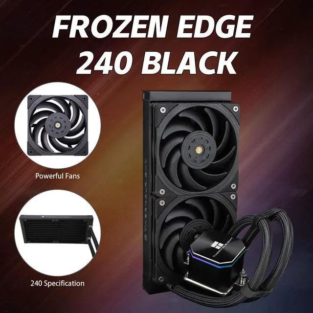 Alt view image 3 of 5 - Thermalrlght Frozen Edge 240 Black CPU Liquid Cooler,Efficient PWM Controlled Pump 3300RPM,12CM PWM Fan,Water Cooling Computer Parts,for AMD AM4/AM5,Intel 1150/1151/1200/2011/1700,Computer AIO Cooler