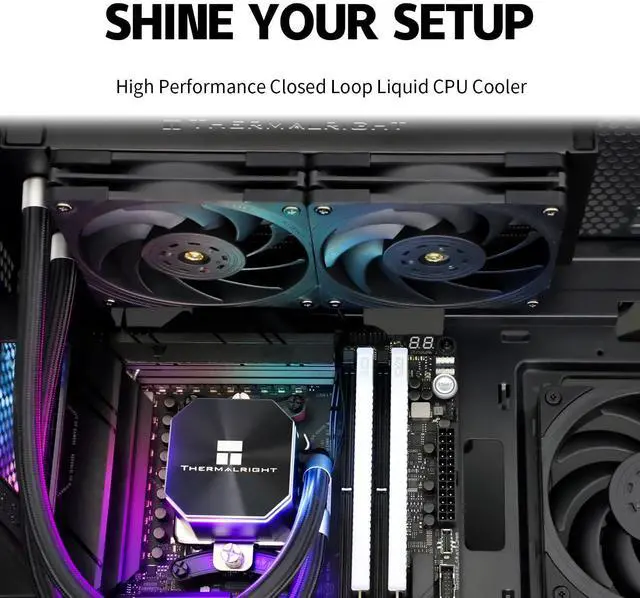 Alt view image 5 of 5 - Thermalrlght Frozen Edge 240 Black CPU Liquid Cooler,Efficient PWM Controlled Pump 3300RPM,12CM PWM Fan,Water Cooling Computer Parts,for AMD AM4/AM5,Intel 1150/1151/1200/2011/1700,Computer AIO Cooler