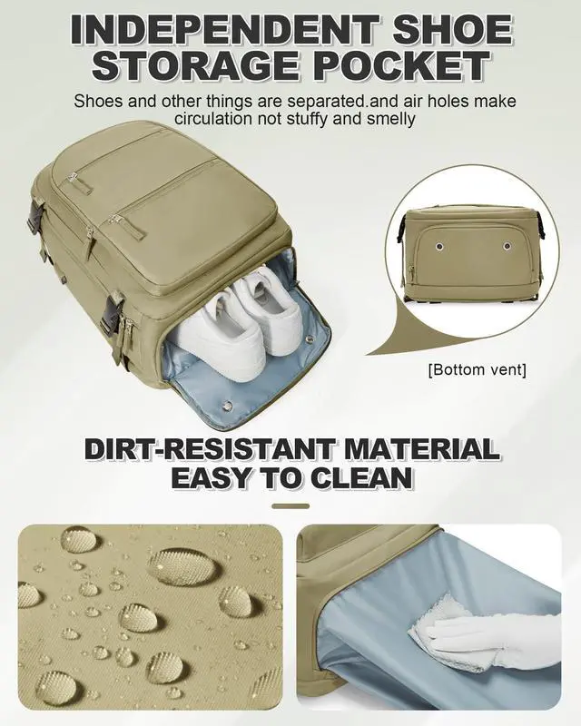 Alt view image 5 of 5 - VGCUB Small Vacuum Backpack Wravel with Electric Pump Vacpack System Storage Compression Laptop Work Business Waterproof College Bags Casual Daypack Carry on Backpacks for Women Men Khaki Upgrade