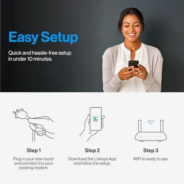 Alt view image 3 of 5 - Linksys Mesh WiFi 6 Router | Connect 35+ Devices | Up to 2,700 Sq Ft | Speeds of up to 5.4 Gbps | LN3121-AMZ | 2024 Release