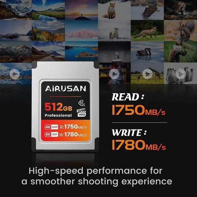 Alt view image 2 of 5 - 512GB CFexpress 4.0 Type A Card Up to 1750MB/s Read Speed & 1780MB/s Write Speed, CFexpressType A Memory Card for RAW 4K/8K Video Recording Compatible with Sony Alpha Sony FX Cameras