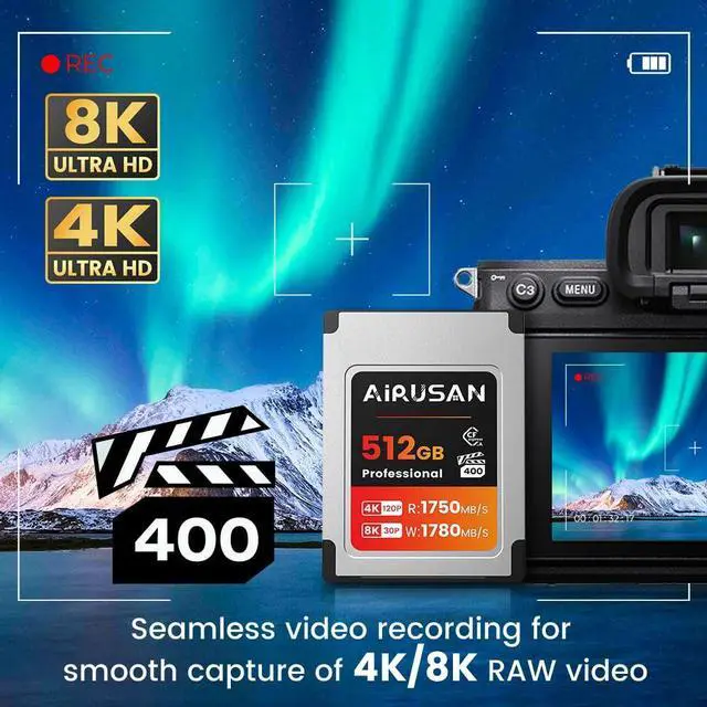 Alt view image 3 of 5 - 512GB CFexpress 4.0 Type A Card Up to 1750MB/s Read Speed & 1780MB/s Write Speed, CFexpressType A Memory Card for RAW 4K/8K Video Recording Compatible with Sony Alpha Sony FX Cameras