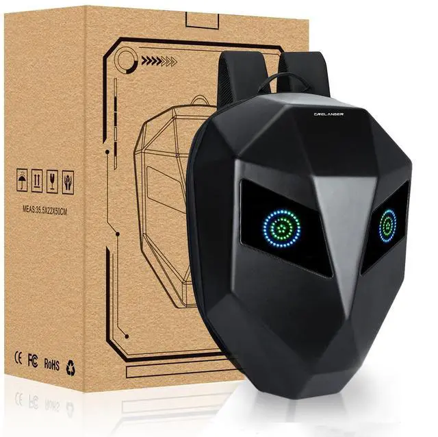 Main image of Crelander LED Knight Backpack, 19 Inch Waterproof Laptop Backpack LED Eyes Motorcycle Helmet Bag, Hard Shell Storage Daypack Unique Gift for Travling, Riding