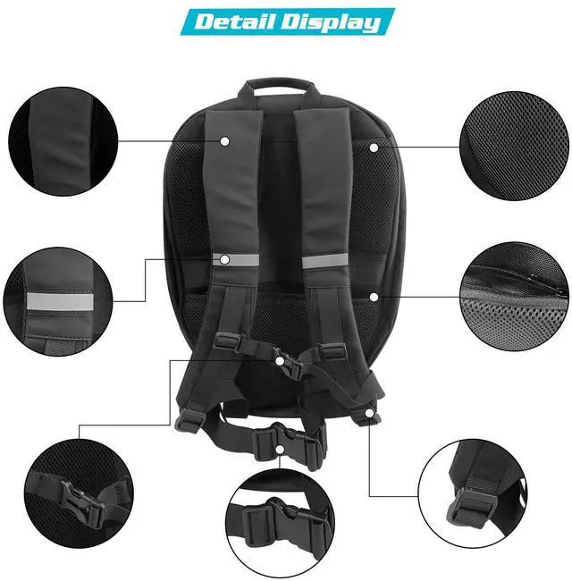 Alt view image 3 of 5 - Crelander LED Knight Backpack, 19 Inch Waterproof Laptop Backpack LED Eyes Motorcycle Helmet Bag, Hard Shell Storage Daypack Unique Gift for Travling, Riding
