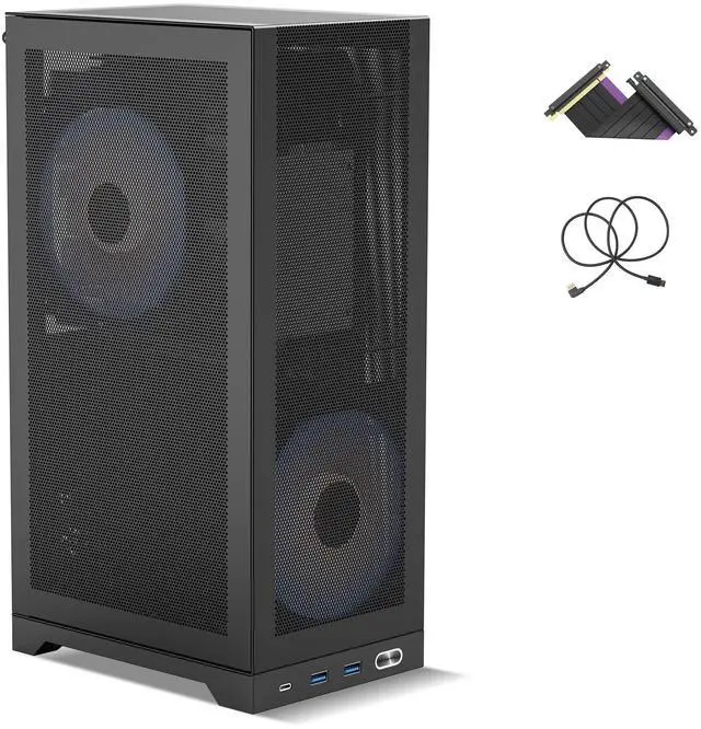 Main image of ShinySnake L300 Mesh Mini-ITX Gaming PC Case - 8.5L Ultra-Compact High Airflow SFF, Vertical GPU Mount up to 325mm, SFX/SFX-L PSU & 120mm Cooler Compatible - PCIe 3.0 Riser & DP 1.4 Cable, Black