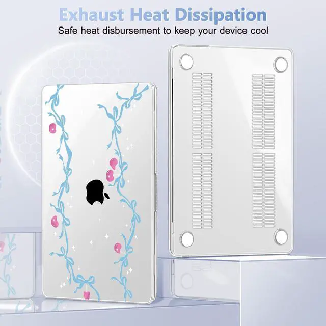 Alt view image 4 of 5 - Lepeoac for MacBook Air 13.6 inch Case M4 M3 M2 2025 2024-2022 Release Model A3240 A3113 A2681, Sturdy Plastic Hard Shell Case for MacBook Air M2 13 inch with Touch ID, Cherry Bow