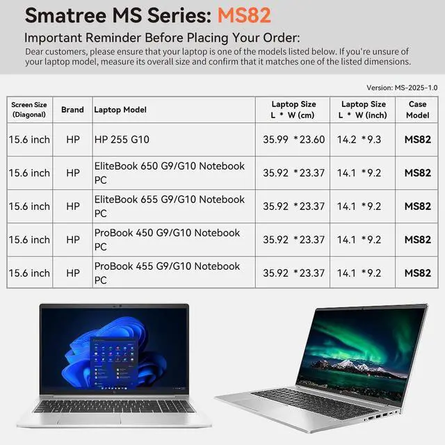 Alt view image 2 of 5 - Smatree MS82 Hard EVA Protective Sleeve with Stand Compatible for 15.6 inch HP 255 G10, EliteBook 650/655, for ProBook 450/455, for ZBook Power G9/G10 Mobile Workstation, for HP Pavilion Laptop 15