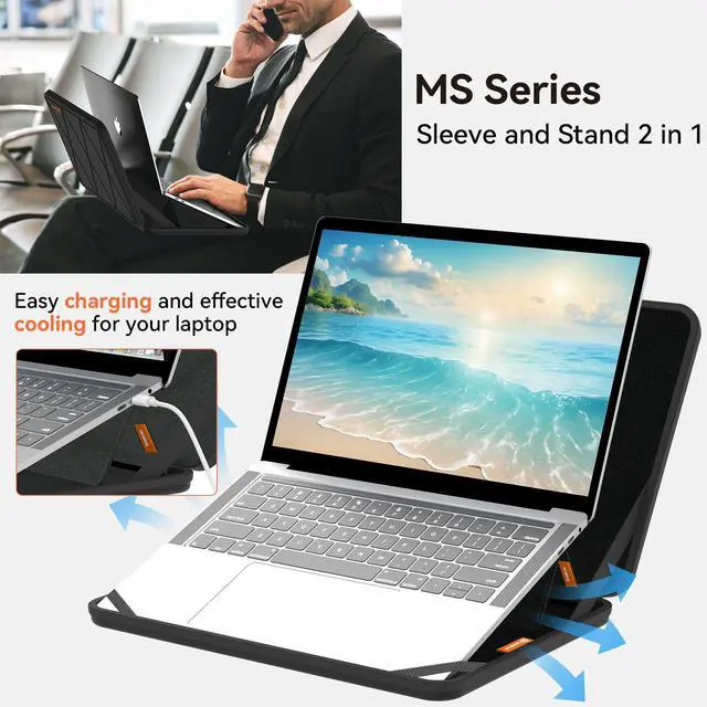 Alt view image 4 of 5 - Smatree MS82 Hard EVA Protective Sleeve with Stand Compatible for 15.6 inch HP 255 G10, EliteBook 650/655, for ProBook 450/455, for ZBook Power G9/G10 Mobile Workstation, for HP Pavilion Laptop 15