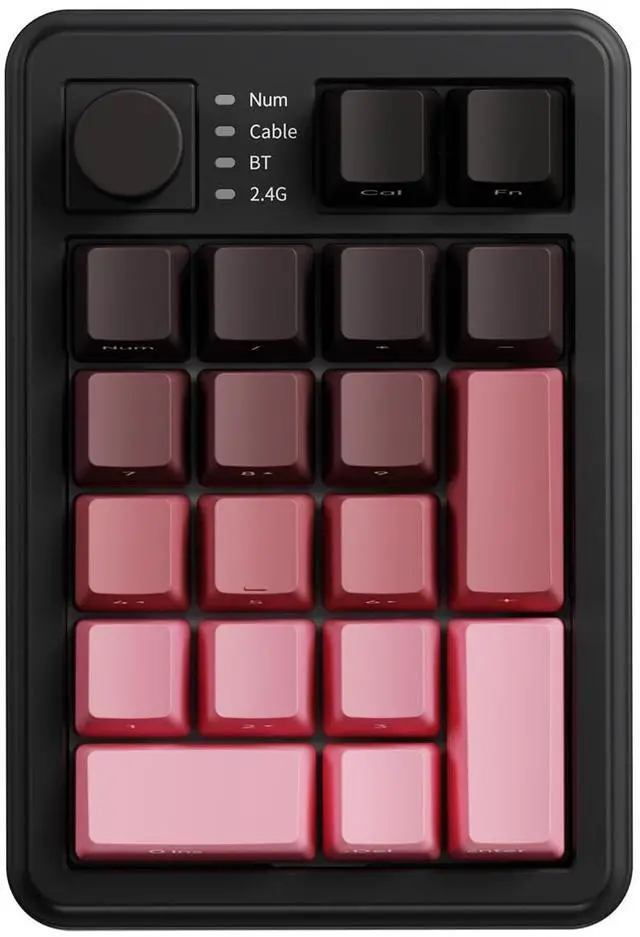 Main image of TISHLED Gasket Mechanical Numpad Wireless 2.4G / Bluetooth 5.0 / Wired USB-C Programmable Macro Keypad RGB Backlit Hot Swappable Number Pad Numeric Keyboard Volume Knob PBT Keycaps, BlackBerry Pink