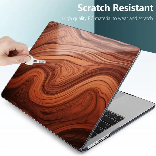 Alt view image 4 of 5 - TWOLSKOO for MacBook Air 15 inch Case 2025 2024 2023 Release M4 A3241 M3 A3114 M2 A2941, Plastic Hard Shell & Screen Protector & Keyboard Cover & Type C Adapter, Wood Grain