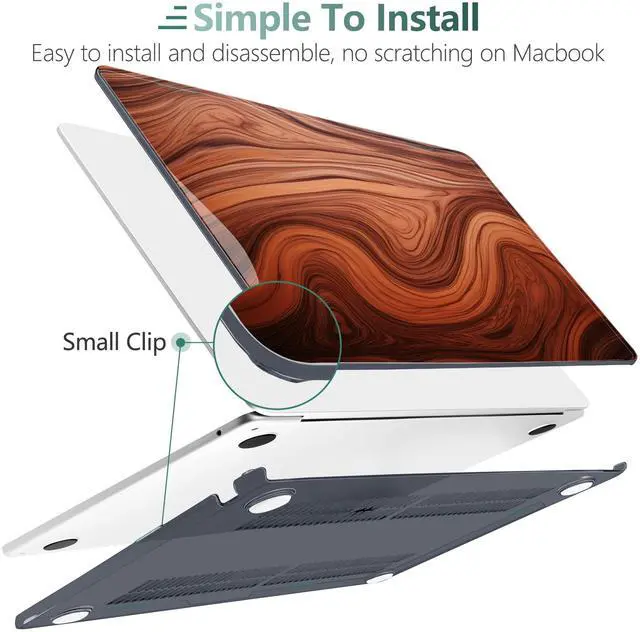 Alt view image 3 of 5 - TWOLSKOO for MacBook Air 15 inch Case 2025 2024 2023 Release M4 A3241 M3 A3114 M2 A2941, Plastic Hard Shell & Screen Protector & Keyboard Cover & Type C Adapter, Wood Grain