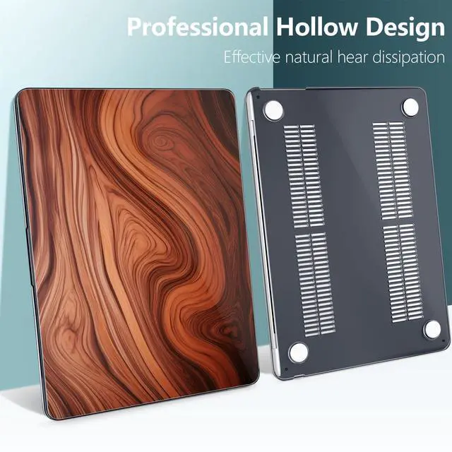 Alt view image 5 of 5 - TWOLSKOO for MacBook Air 15 inch Case 2025 2024 2023 Release M4 A3241 M3 A3114 M2 A2941, Plastic Hard Shell & Screen Protector & Keyboard Cover & Type C Adapter, Wood Grain