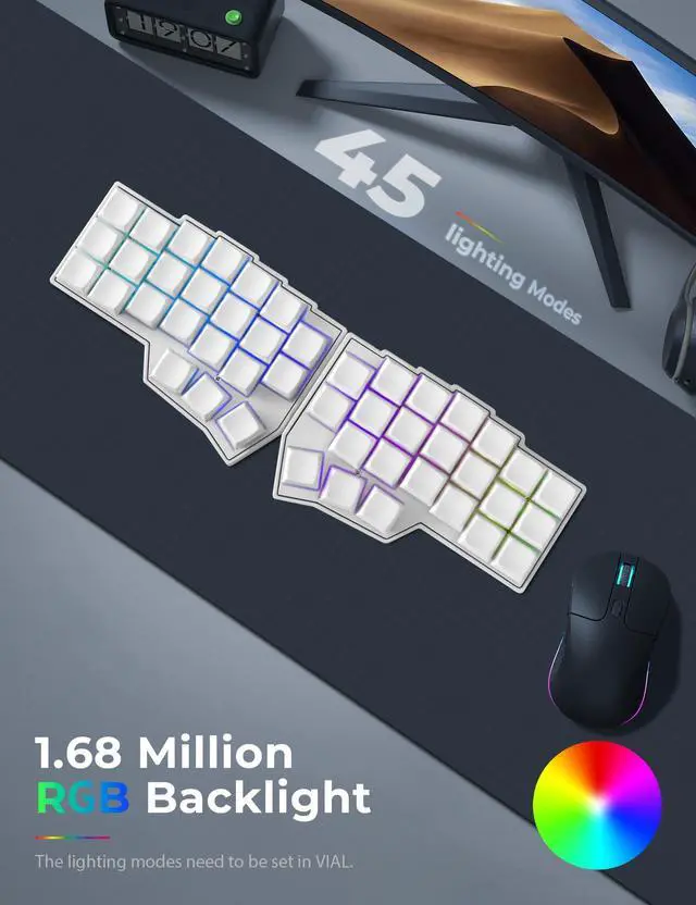Alt view image 3 of 5 - YIVU Corne LP Low Profile Split Ergonomic Keyboard, 40% Ortholinear Hot-Swappable Mechanical Keyboard with RGB Backlight, Vial Programmable for Programmers and Typists