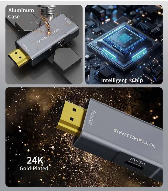 Alt view image 5 of 5 - SWITCHFLUX HDMI to Mini DisplayPort Adapter [1 Pack], 4k@60Hz HDMI (Source) to Mini DP (Display) Adapter, Male to Female Converter Compatible with PC, Graphics Card, Laptop, Xbox, PS5