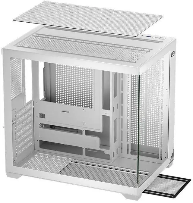 Alt view image 4 of 5 - PCCOOLER PC Case ATX Mid Tower, Tempered Glass & Mesh Front, High Airflow, E-ATX/ATX/Micro-ATX/ITX Support, 360mm Radiator Support, Tool-Free Design  White (C3T700 No Fans Included)