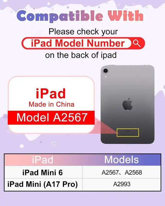 Alt view image 2 of 5 - Wazzasoft for iPad mini 7 A17 Pro 2024, for iPad mini 6 Case 8.3 Inch Girls Cute Cat Kawaii Cover Girly Women Kitten with Rotating Stand & Strap Soft Silicone Funda for iPad mini 7th/6th Gen Cases