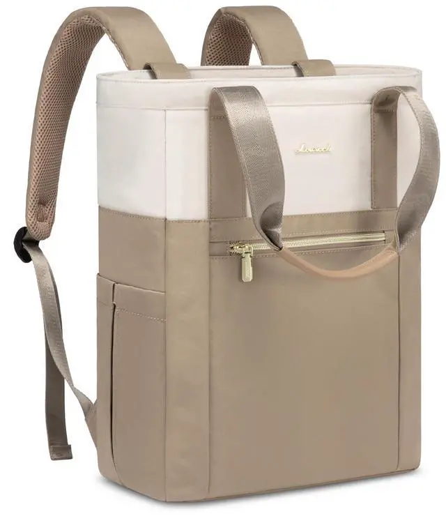 Main image of LOVEVOOK Laptop Backpack for Women, 17.3 Laptop Bag for Women Tote Bag Convertible, Lightweight Travel Backpack for College, Wide Open Work Backpack for Nurse Teacher Water-resistant Khaki