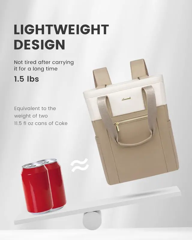 Alt view image 5 of 5 - LOVEVOOK Laptop Backpack for Women, 17.3 Laptop Bag for Women Tote Bag Convertible, Lightweight Travel Backpack for College, Wide Open Work Backpack for Nurse Teacher Water-resistant Khaki