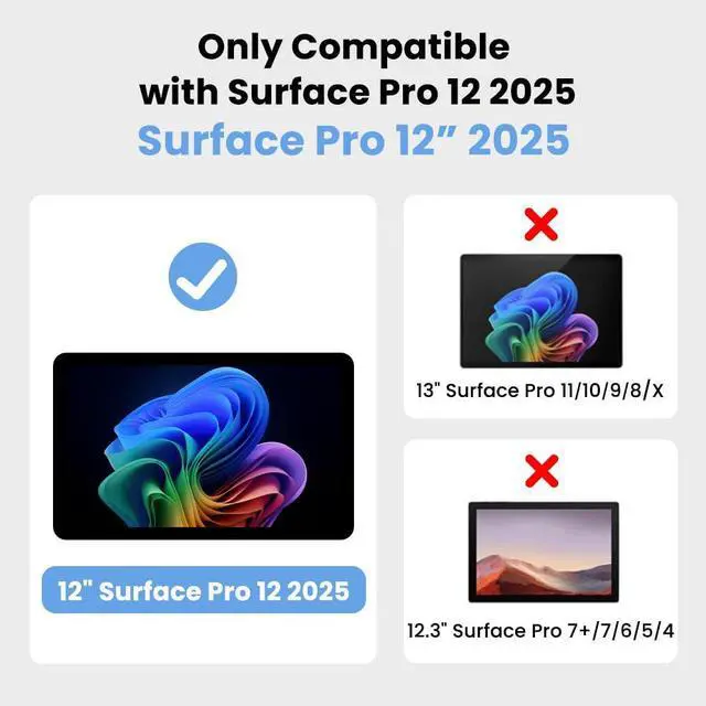 Alt view image 2 of 5 - Omnpak Case for Microsoft Surface Pro 12" 2025, Rugged Protective Cover with Pen Holder, Removable Hand Strap & Shoulder Strap, Multiple Angle Viewing